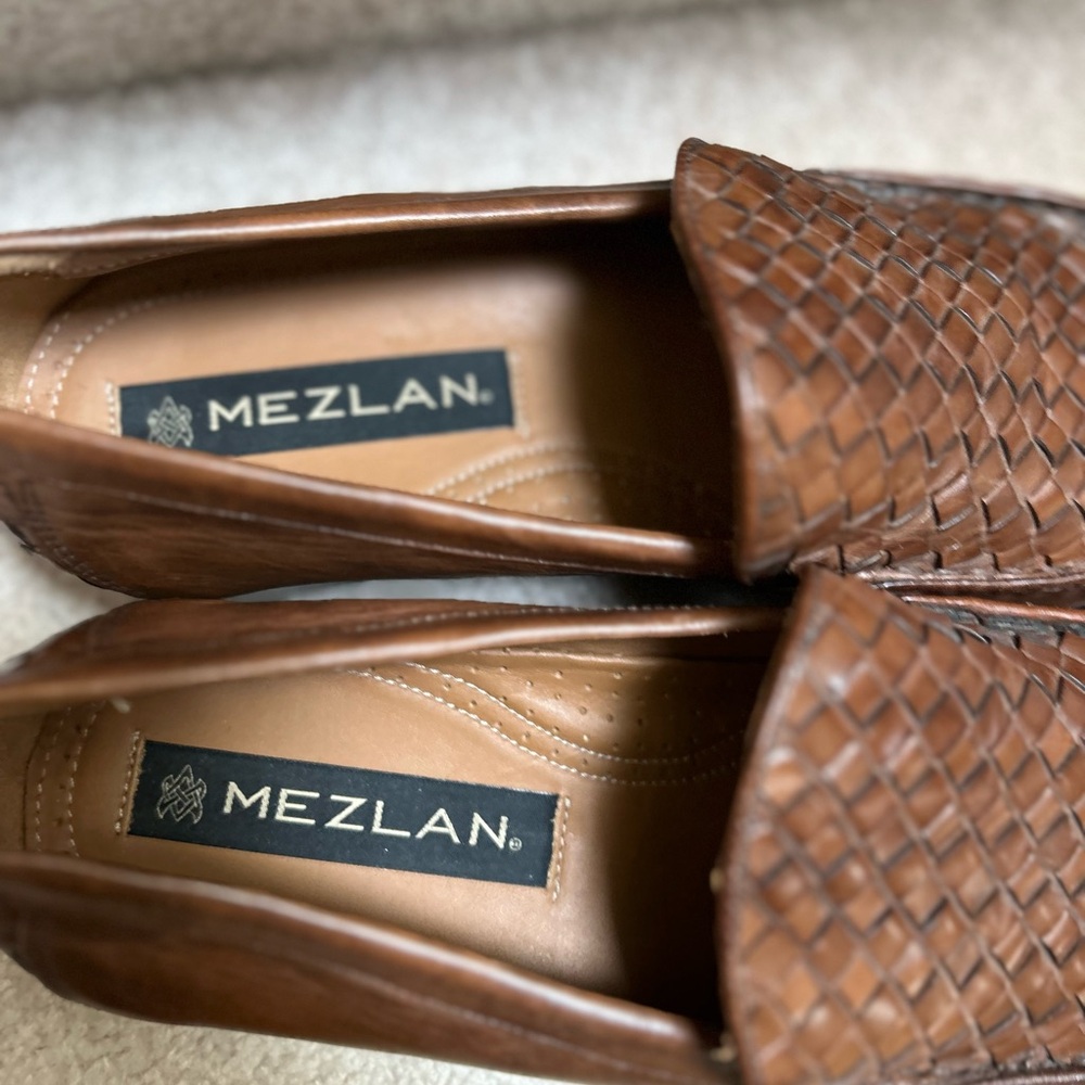 Men’s Mezlan Brown Leather Loafers with Intricate Weaving 🆕 - Picture 5 of 12